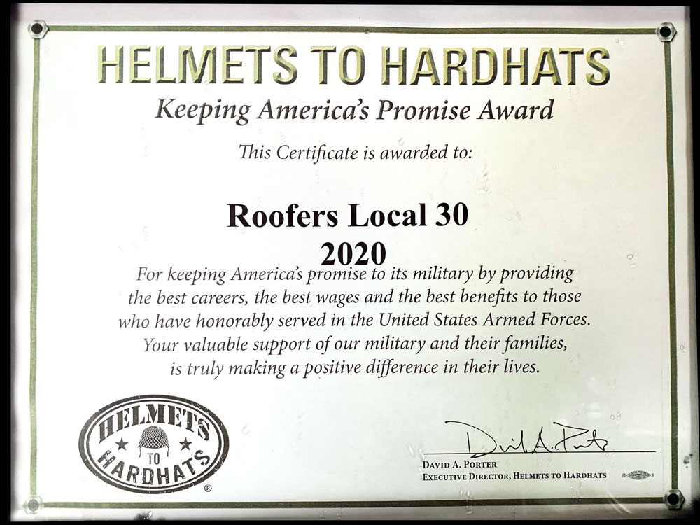 Helmets to Hardhats Local 30 Award